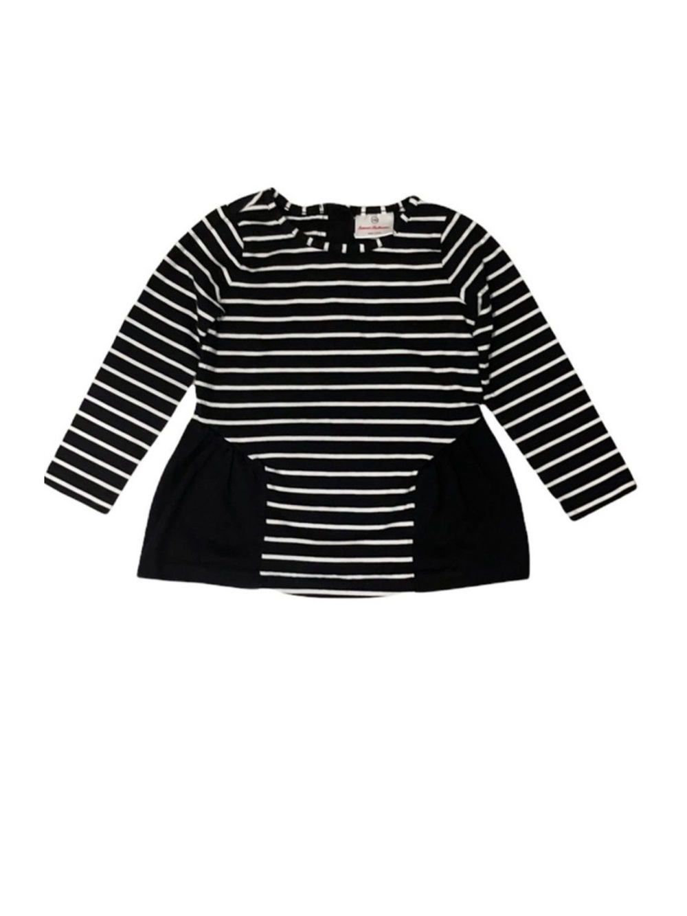Hanna Andersson Striped Peplum Top Size 100 US 4 Exposed Zipper Black White